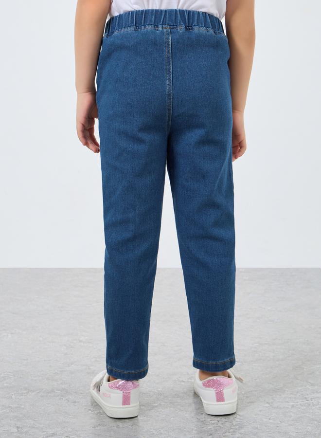 Styli Whiskered Faded Elastic Waist Jeggings - Image 4