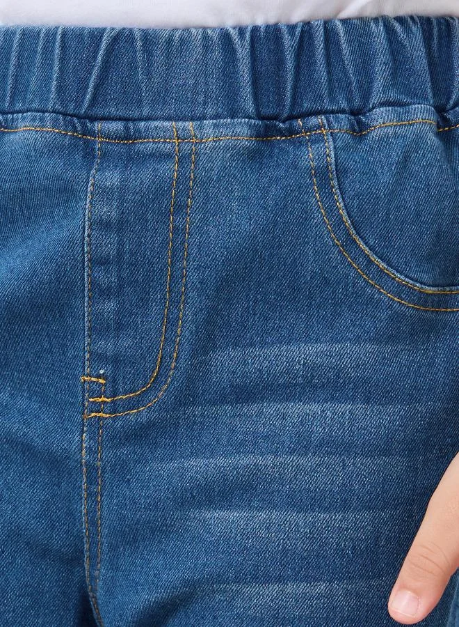 Styli Whiskered Faded Elastic Waist Jeggings