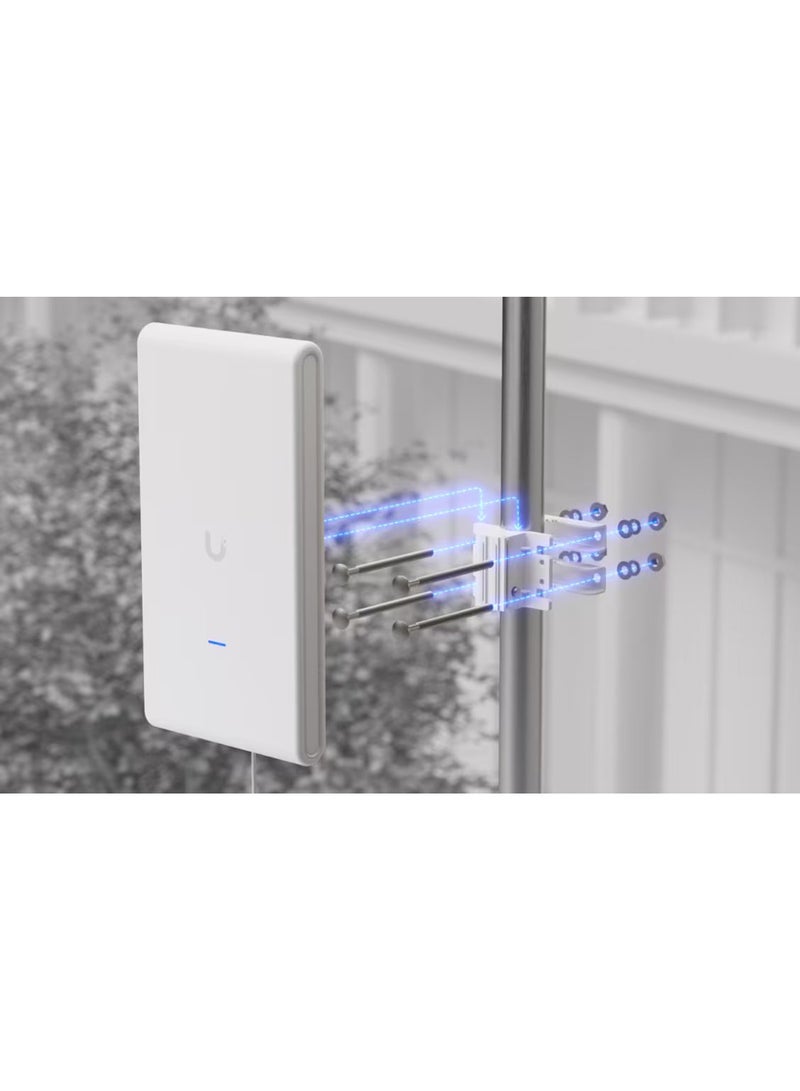 أوبيكويتي نقطة وصول UniFi U6 Mesh Pro WiFi 6 – 4 تدفقات مكانية، سعة 350+ جهاز، تغطية 185 م²، هوائي فائق مدمج، تصميم مقاوم للعوامل الجوية للاستخدام الخارجي/الداخلي، مدعوم بالطاقة عبر الإيثرنت، اتصال جيجابت وصلة تمرير، نطاقات عالية الأداء 2.4GHz و 5GHz، تركيب على الحائط والعمود – مثالي للشبكات ذات الكثافة العالية | U6-Mesh-Pro - Image 4