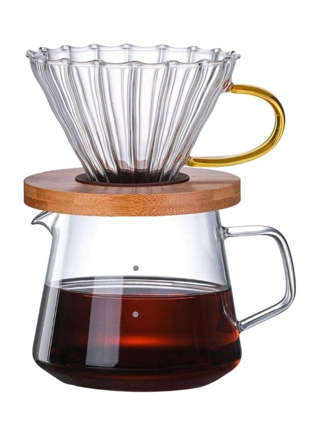 Halamodo 400 ML Pour Over Coffee Maker Dripper,Clear Borosilicate Glass Carafe Coffee Server, Wooden Funnel  for Home Café Camping Office - Image 1
