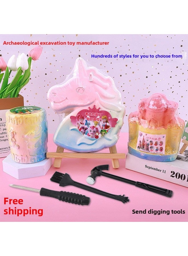 Children's Beating Toys Dinosaur Fossil Digging Gem Archaeological Digging Toys Handmade DIY Digging Blind Box Wholesale-Color:Colorful Children's View (send Digging Tools) - Image 2