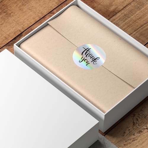 YEGAWEN 2" Holographic Thermal Label Stickers, Round Direct Thermal Label Stickers, Thermal Printer Sticker Labels for Gift Wrapping, Self-Adhesive Custom Logo Design- Silver - Image 4