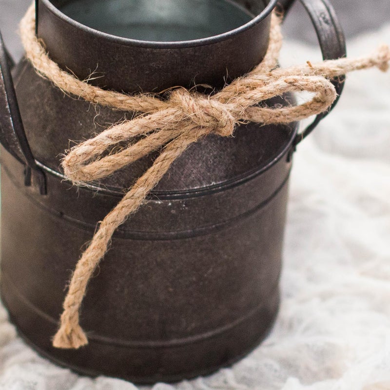 LSLANSOON Rust Paint Flower Vase, Rustic Galvanized Metal Milk Can Bucket Primitives Jug for Home Garden Shop Decor - Image 5