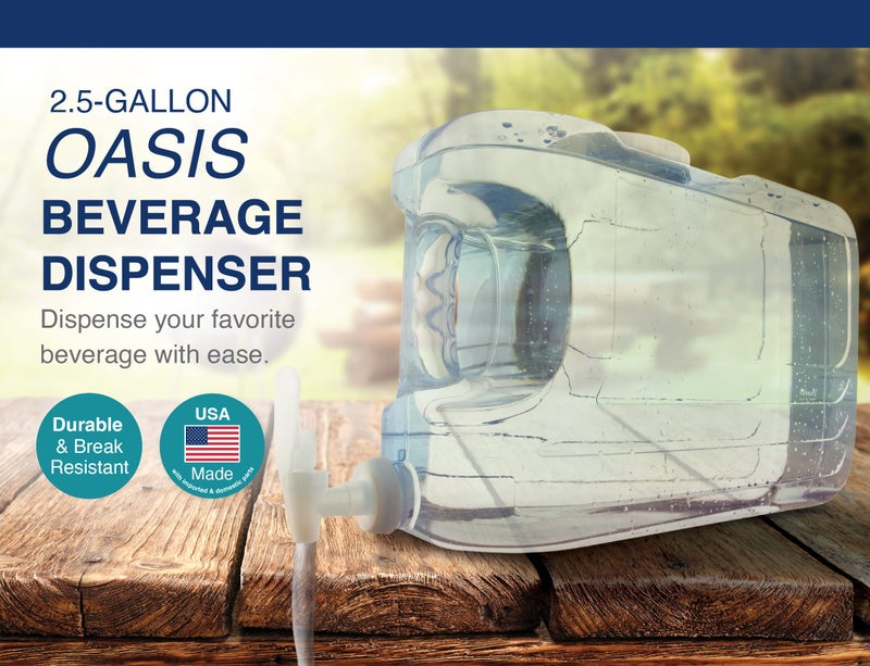 Arrow Home Products Oasis Drink Dispenser for Fridge, 2.5 Gallon - Plastic Beverage Dispenser with Spigot for Easy Dispensing - BPA Free Clear Plastic - Convenient Handle, Easy-Pour Spout - Image 2