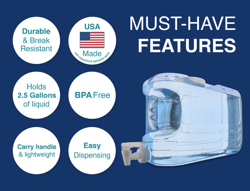 Arrow Home Products Oasis Drink Dispenser for Fridge, 2.5 Gallon - Plastic Beverage Dispenser with Spigot for Easy Dispensing - BPA Free Clear Plastic - Convenient Handle, Easy-Pour Spout - Image 3