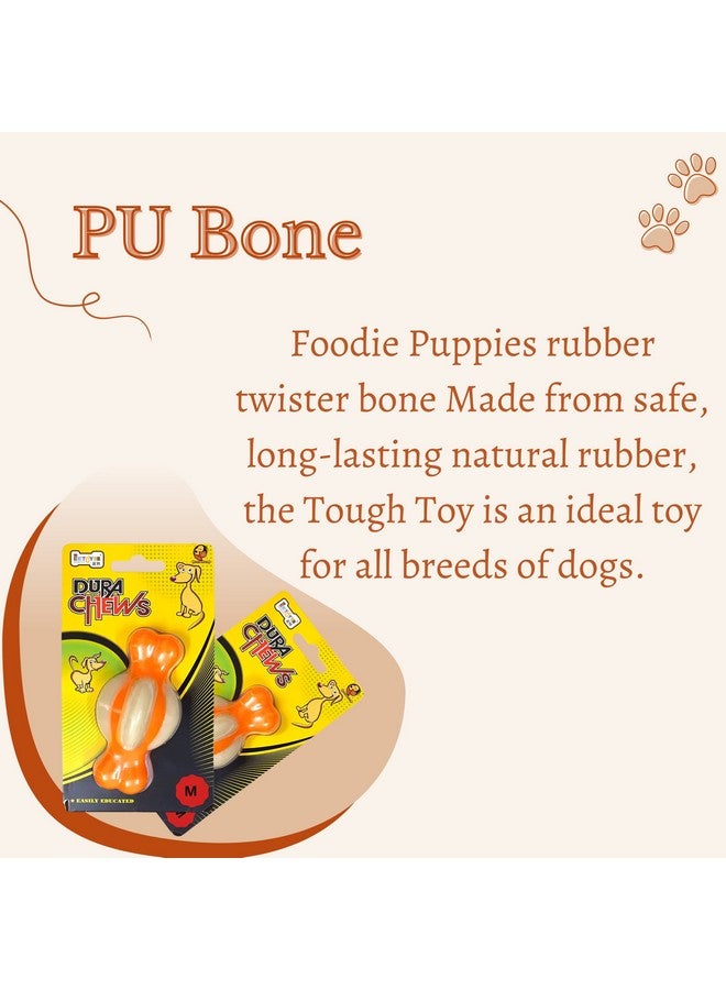 عظمة مقوسة من النايلون غير سامة تفاعلية للكلاب والجراء - (عظمة بولي يوريثين - كبيرة) | لعبة متينة للمضغ والتسنين والتدريب | تقلل من قلق الانفصال - Image 3