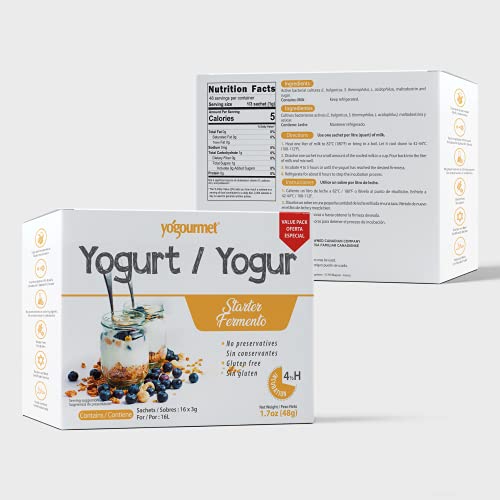 Yogourmet بدء الزبادي من يوجورميت (16 عبوة) - اصنع الزبادي في المنزل - ثقافة البداية - طبيعية بالكامل، خالية من الغلوتين، كوشير، حلال - أكياس 3 جرام - Image 2