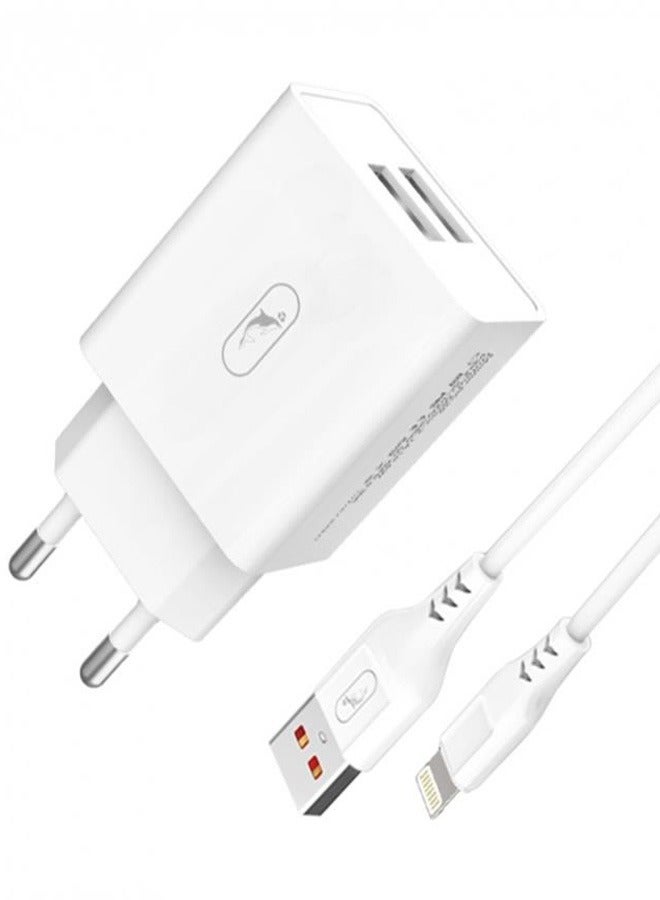 SKY DOLPHIN Fast Charge Lightning 2.1A Dual Charger With 1M Lightning Cable Compatible With All Devices  - Image 1