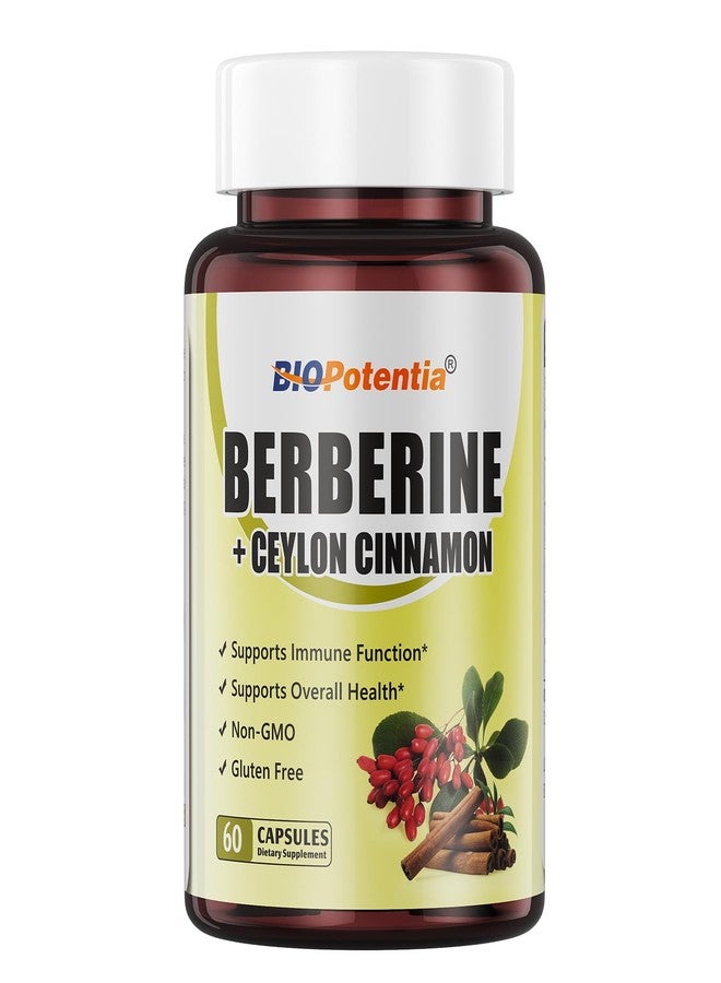 BIO POTENTIA مكمل بيو بوتنشيا البربرين - بربرين ٥٠٠ ملغ مع قرفة سيلانية، تركيبة معززة للامتصاص لدعم جهاز المناعة والتمثيل الغذائي | غير معدل وراثيًا - ٦٠ كبسولة - Image 1