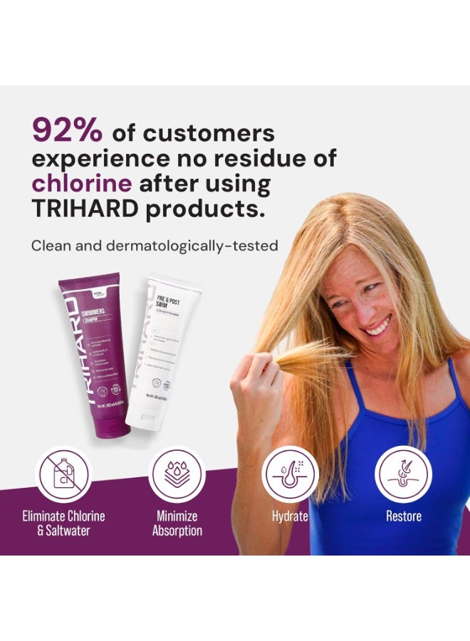 TRIHARD Chlorine Defense Swim Shampoo and Conditioner Combo, Protect and Hydrate Hair from Pool & Ocean, Nourishing Pre and Post Swim Chlorine and Hard Water Hair Protection - Image 5