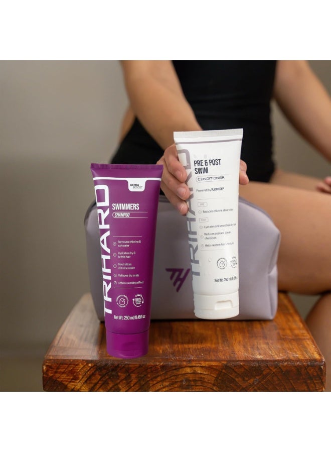 TRIHARD Chlorine Defense Swim Shampoo and Conditioner Combo, Protect and Hydrate Hair from Pool & Ocean, Nourishing Pre and Post Swim Chlorine and Hard Water Hair Protection - Image 4