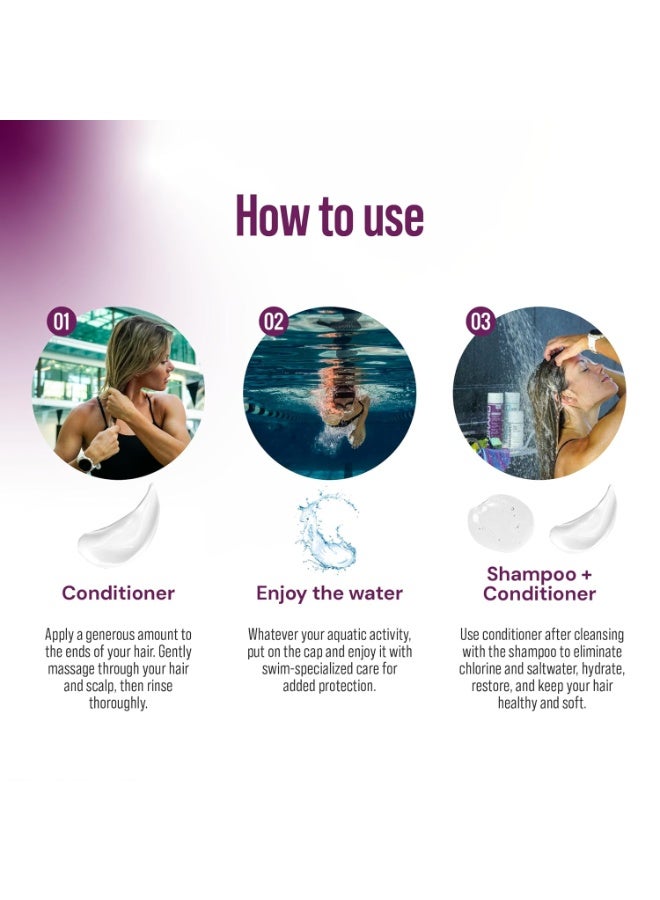 TRIHARD Chlorine Defense Swim Shampoo and Conditioner Combo, Protect and Hydrate Hair from Pool & Ocean, Nourishing Pre and Post Swim Chlorine and Hard Water Hair Protection - Image 2