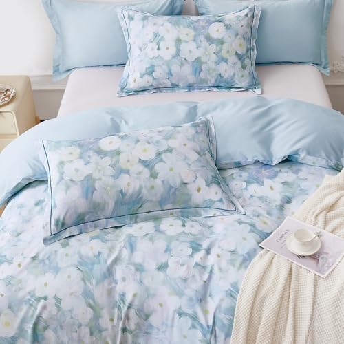 OAITE Duvet Cover Set Queen Size Oil Painting Pattern Ultra Soft 100% Cotton Duvet Cover Sets 3-PC, Breathable Duvet Cover with Zipper Closure & Corner Ties - Image 2