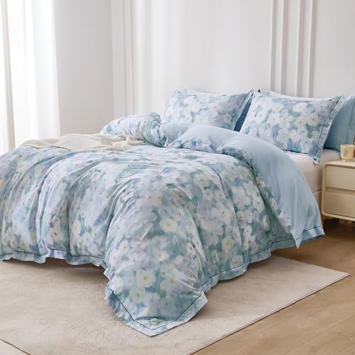 OAITE Duvet Cover Set Queen Size Oil Painting Pattern Ultra Soft 100% Cotton Duvet Cover Sets 3-PC, Breathable Duvet Cover with Zipper Closure & Corner Ties - Image 3