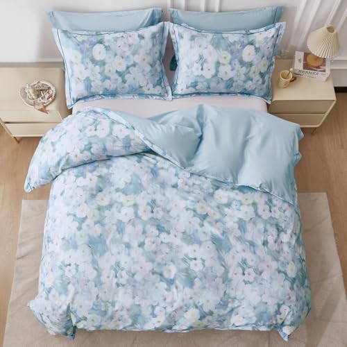 OAITE Duvet Cover Set Queen Size Oil Painting Pattern Ultra Soft 100% Cotton Duvet Cover Sets 3-PC, Breathable Duvet Cover with Zipper Closure & Corner Ties - Image 4