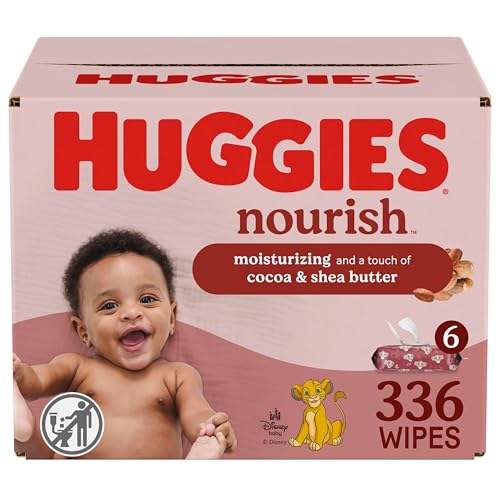Huggies Nourish Scented Baby Wipes, 6 Push Button Packs (336 Wipes Total) - Image 1