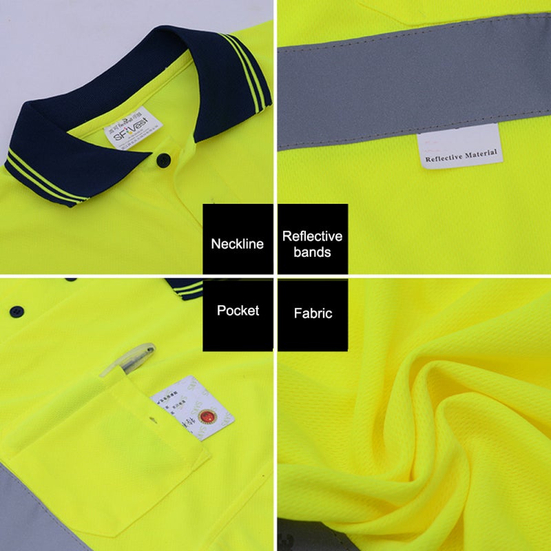 SFVest Safety Reflective Shirt High Visible Short Sleeve Pocket T-Shirt Silver Reflective Tapes Men's Wicking Safety Shirt Working Clothes - Image 4