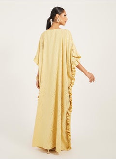 Styli gold print kaftan with frill detail  - Image 4