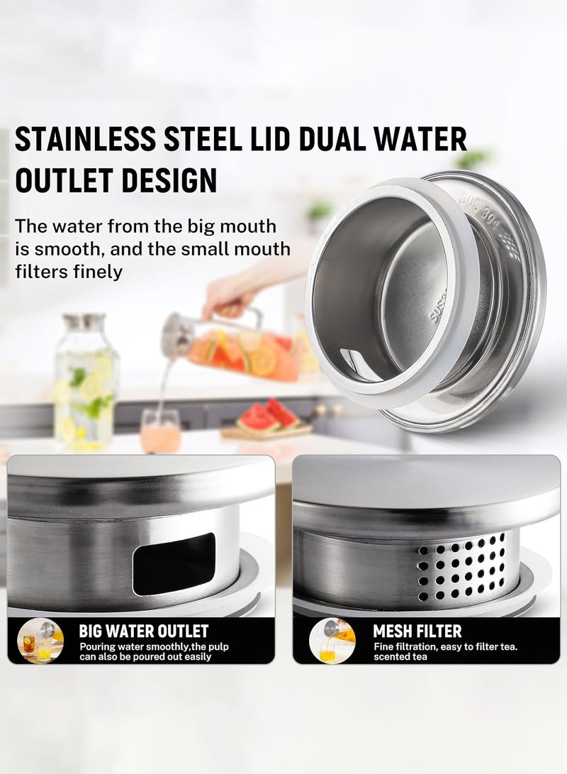 لينند 2 لتر ( 2 لتر 68 أوقية ) مربع الزجاج جرة مع غطاء فوهة ، جرة مع مقبض الثلاجة ، زجاج البورسليكات زجاجة المشروبات الباردة والساخنة ، وعاء كبير من الشاي المثلج والقهوة وعصير الفاكهة والحليب والمشروبات - Image 5