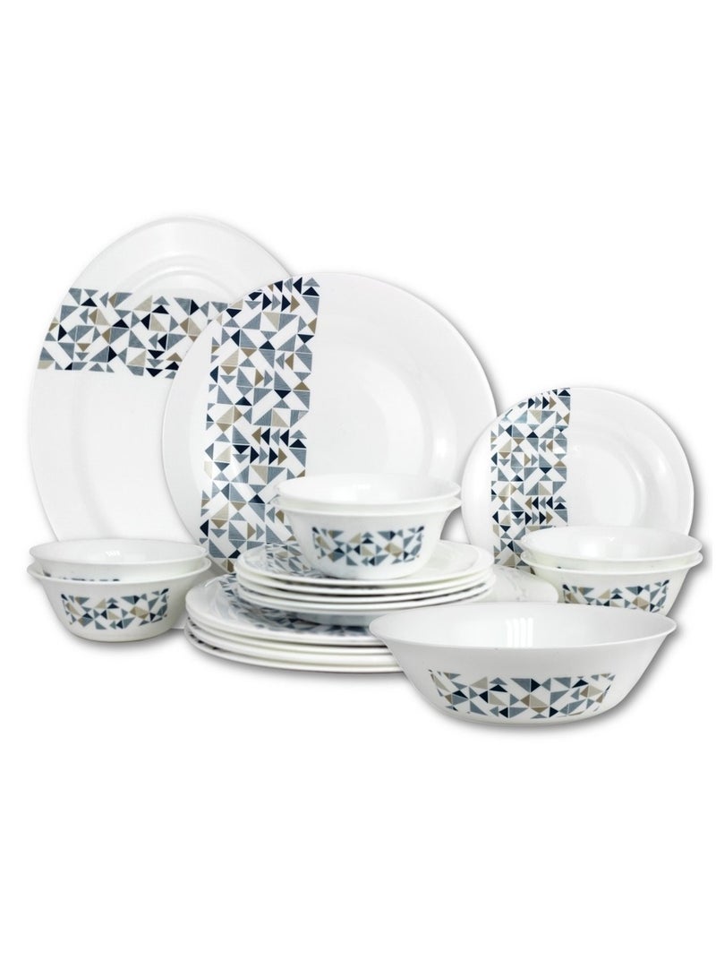 Melrich 26 Pcs Opal ware Dinner set Dinner plate, Dessert plate, Soup plate Bowl, Serving Bowl, Serving plate BPA Free Dishwasher & MIcrowave safe Durable and Stylish for everyday use - Image 1