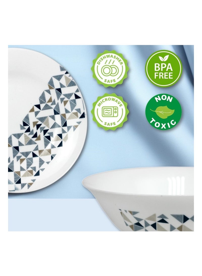 Melrich 26 Pcs Opal ware Dinner set Dinner plate, Dessert plate, Soup plate Bowl, Serving Bowl, Serving plate BPA Free Dishwasher & MIcrowave safe Durable and Stylish for everyday use - Image 4