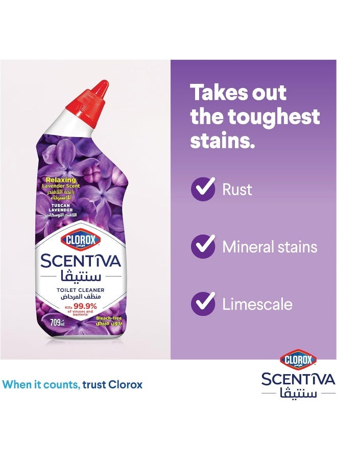 Clorox Scentiva Toilet Cleaner 709 Ml, Tuscan Lavender, Bleach Free Toilet Bowl Cleaner - Image 5
