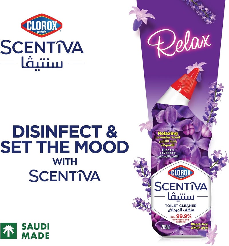 Clorox Scentiva Toilet Cleaner 709 Ml, Tuscan Lavender, Bleach Free Toilet Bowl Cleaner - Image 2