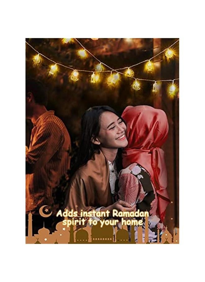Arabest 9.8 ft Ramadan Eid Decoration with Moon Star Lantern for Islamic Home Garden Party - White LED Lights  - Image 3