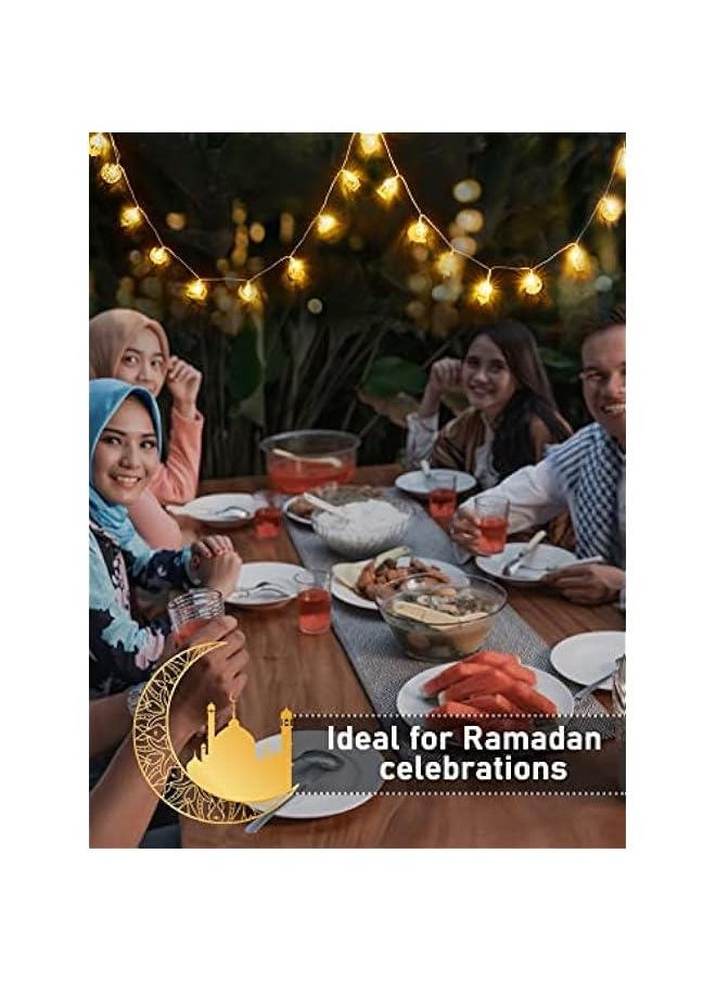 Arabest 9.8 ft Ramadan Eid Decoration with Moon Star Lantern for Islamic Home Garden Party - White LED Lights  - Image 4