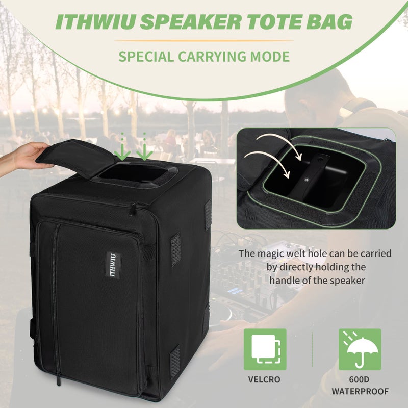 ITHWIU Speaker Carrying Bag with Thickened Sponge for Compact 10" Speaker Cabinets; Heavy-Duty Fits QSC K10, Yamaha DXR10 and more (IT-TOTE10), Black - Image 3