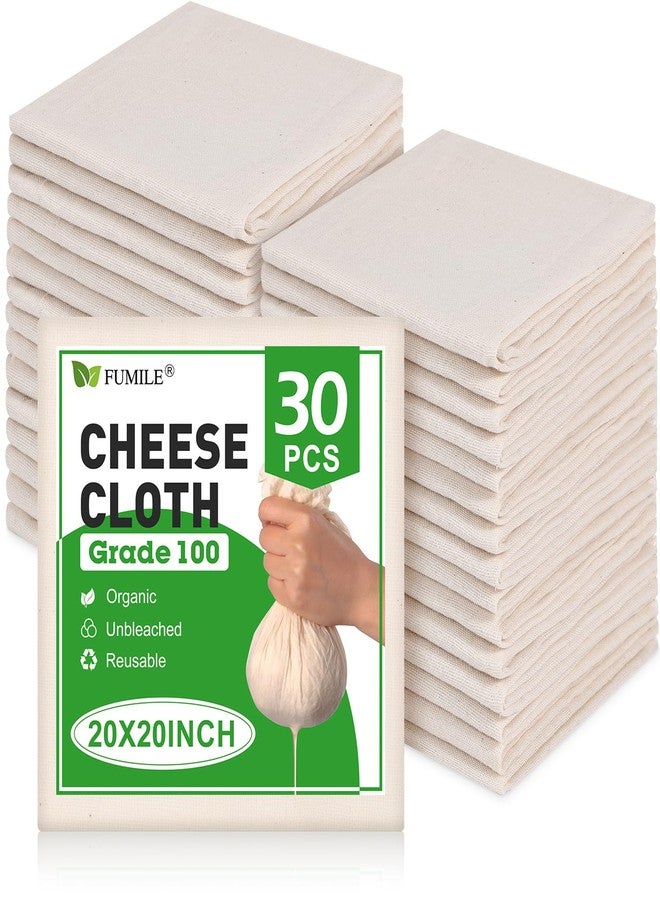 FUMILE 30 PCS Reusable Cheese Cloths for Straining, 20x20 Inch, Organic Cotton Cheese Cloths Unbleached,Cheese Cloth Reusable With Hemmed Edge for Straining Liquid,Cheese Making,Juicing,Baking,Cooking Turkey - Image 1