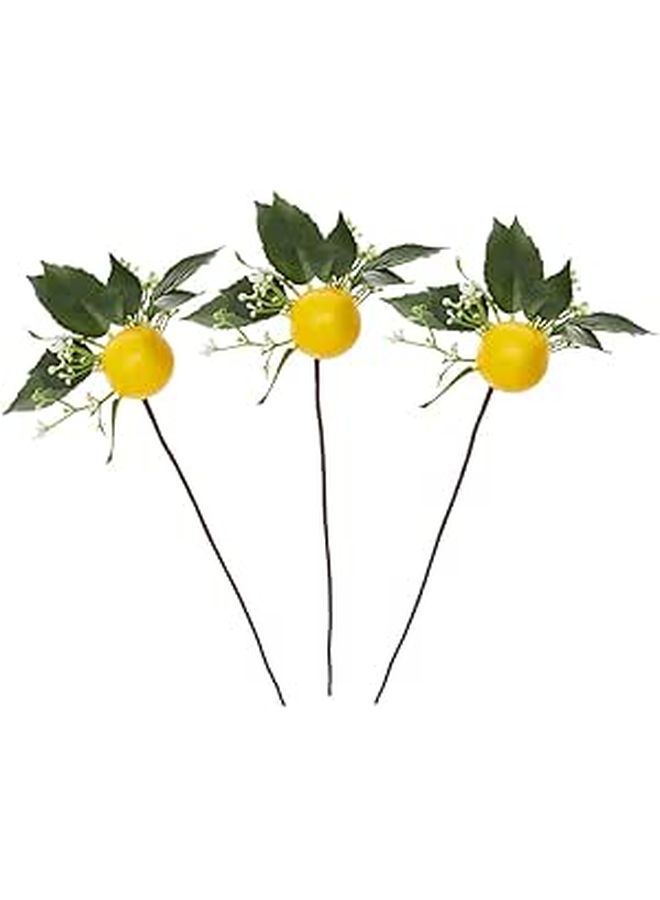 Lemon Napkin Rings With Artificial Branches For Table Decoration 3 Pieces Set - Image 1