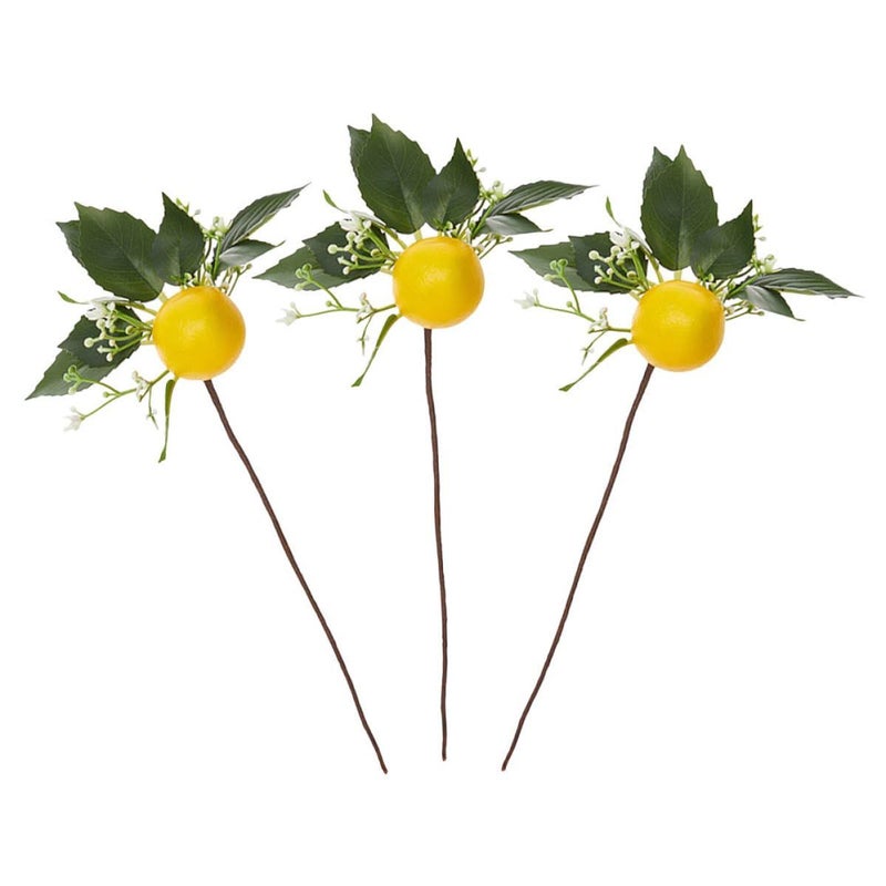 Lemon Napkin Rings With Artificial Branches For Table Decoration 3 Pieces Set - Image 2