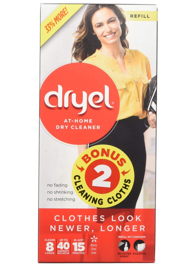 Dryel At-Home BONUS Dry Cleaner Refill Kit with Extra 2 Cloths, Includes Dry Cleaning Cloths - 8 Load Capacity - Image 1
