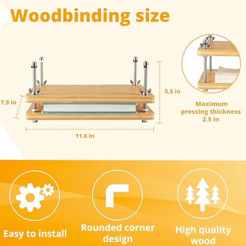 pamctry Bamboo Wooden Book Press for Bookbinding Portable Bookbinding Machine and Book Press 116 x 79 inches - Image 3