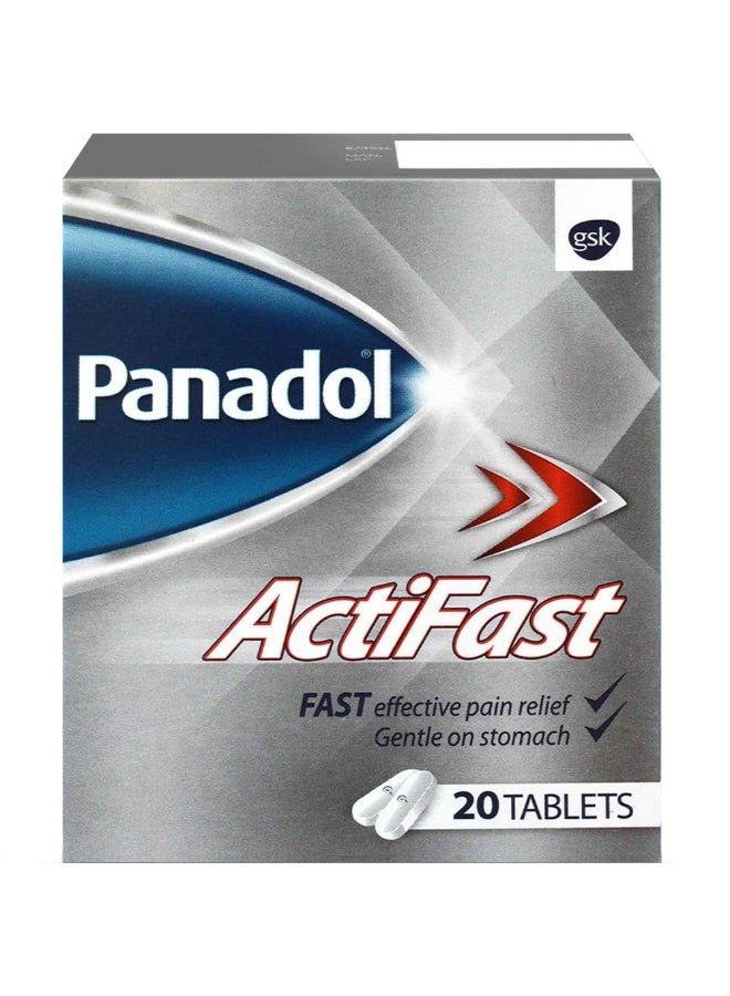 Panadol Actifast Effective Pain Relief, Gentle On Stomach, Tablets 20's