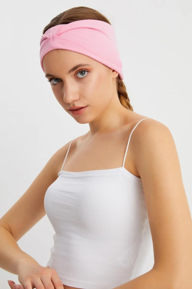Butikgiz Pink Women's Double Sided Use Alternative, Combed Cotton, Non-Slip, Lightweight, Sports Hair Band Bandana