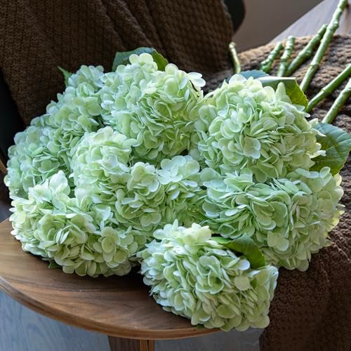 DUYONE 3PCS 22 inch Lifelike Artificial Hydrangea Large Real Touch Flowers Artificial Flowers Dry Flowers Outdoor Wedding Christmas Office Family Party Living Room Table Decoration (Light Green) - Image 5