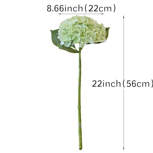 DUYONE 3PCS 22 inch Lifelike Artificial Hydrangea Large Real Touch Flowers Artificial Flowers Dry Flowers Outdoor Wedding Christmas Office Family Party Living Room Table Decoration (Light Green) - Image 2