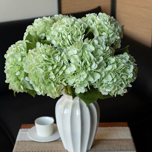 DUYONE 3PCS 22 inch Lifelike Artificial Hydrangea Large Real Touch Flowers Artificial Flowers Dry Flowers Outdoor Wedding Christmas Office Family Party Living Room Table Decoration (Light Green) - Image 3
