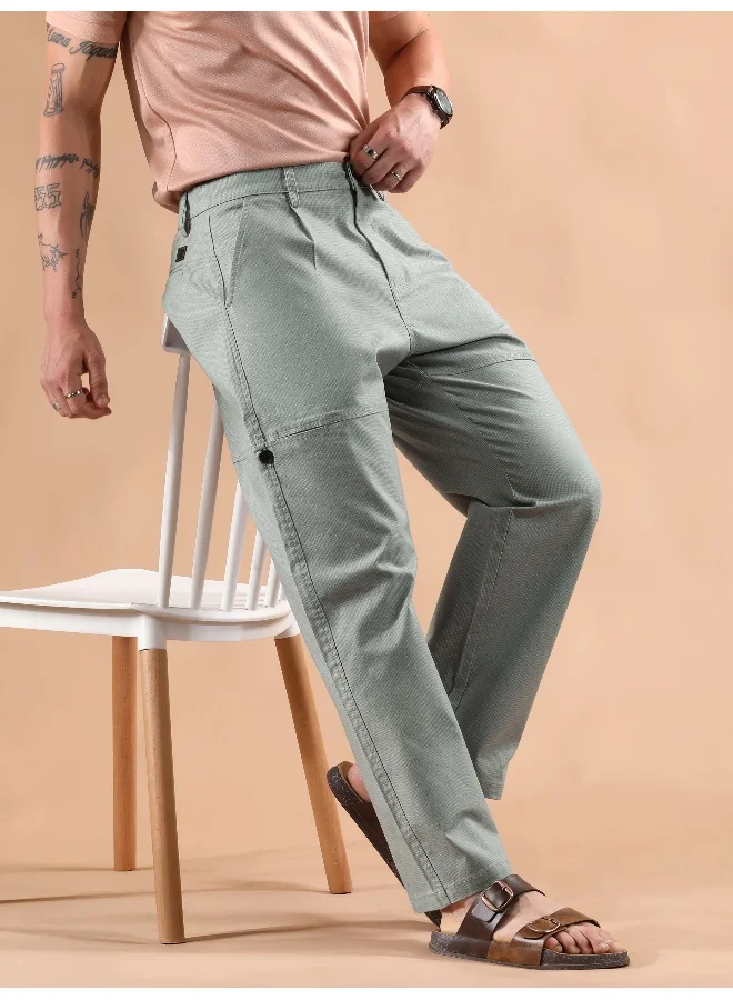 Beyoung Light Grey Houndstooth Cargo Trouser