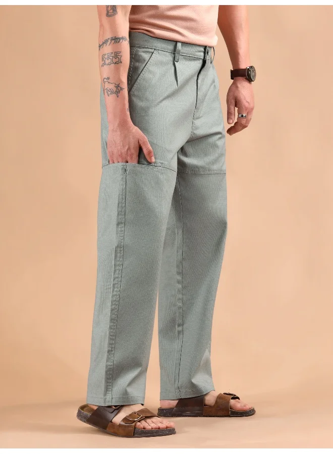 Beyoung Light Grey Houndstooth Cargo Trouser