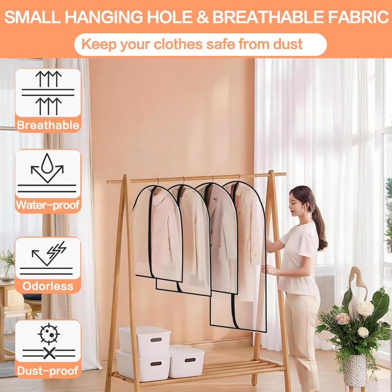 HomeClean Clear Garment Bags for Hanging Clothes Travel (Set of 6) Suit Bags for Closet Storage Clothes Storage Bags Closet Cover for Open Closet with Zipper for Coats, Jackets, Shirts - Image 3