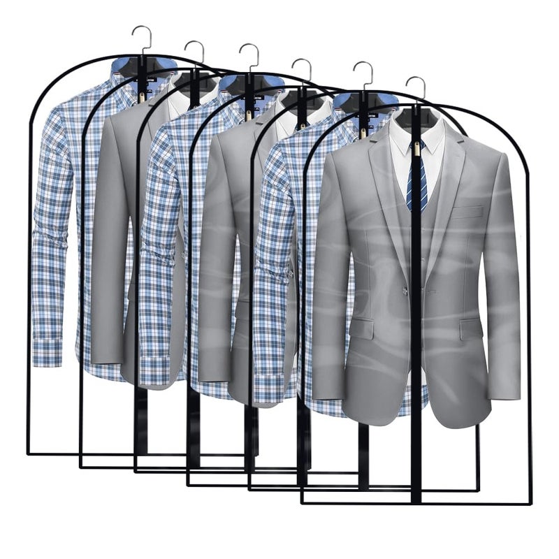 HomeClean Clear Garment Bags for Hanging Clothes Travel (Set of 6) Suit Bags for Closet Storage Clothes Storage Bags Closet Cover for Open Closet with Zipper for Coats, Jackets, Shirts - Image 1