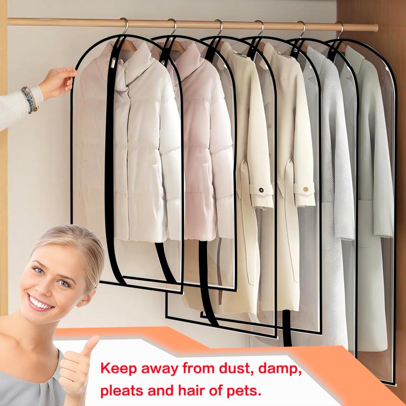 HomeClean Clear Garment Bags for Hanging Clothes Travel (Set of 6) Suit Bags for Closet Storage Clothes Storage Bags Closet Cover for Open Closet with Zipper for Coats, Jackets, Shirts - Image 2