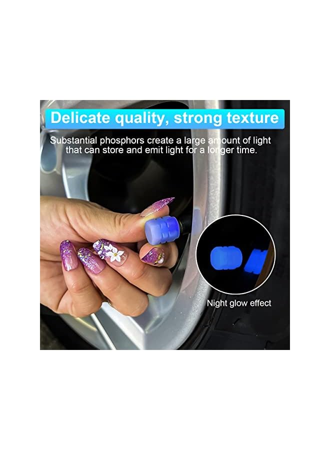 jaexest Luminous Tire Valve Stem Caps for Car, 12PCS Fluorescent Glow in The Dark Air Caps Cover, Illuminated Corrosion Resistant Tire Pressure Caps, Universal for Car, Truck, SUV, Motorcycles, Bike (Blue) - Image 3