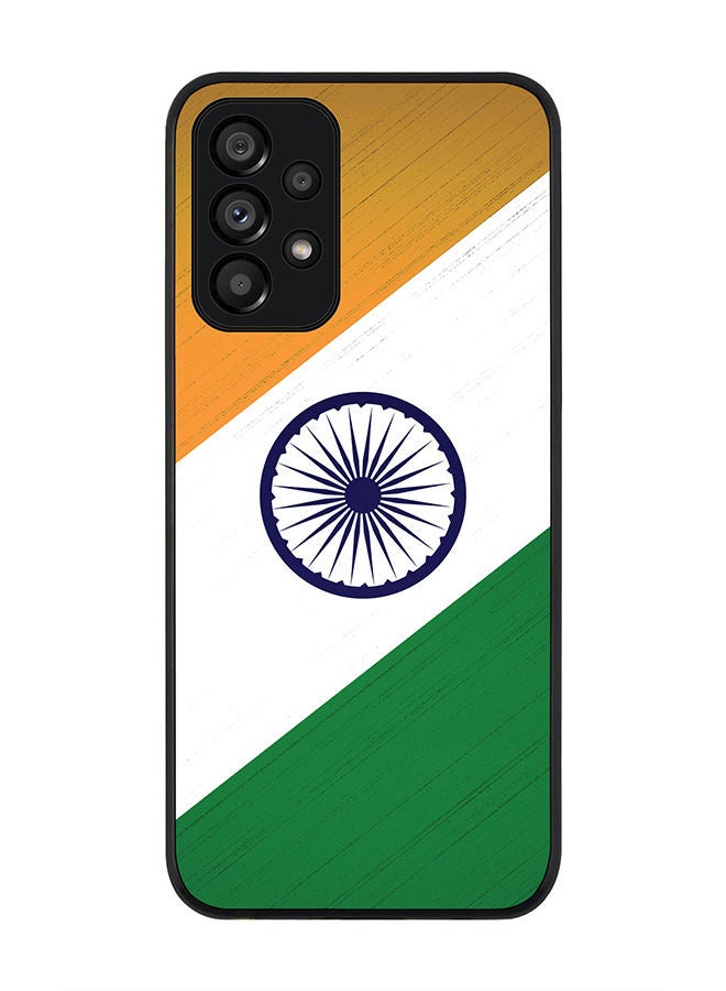 Stylizedd Rugged Black edge case for Samsung Galaxy A73 5G Slim fit Soft Case Flexible Rubber Edges Anti Drop TPU Gel Thin Cover - Flag Of India - Image 1