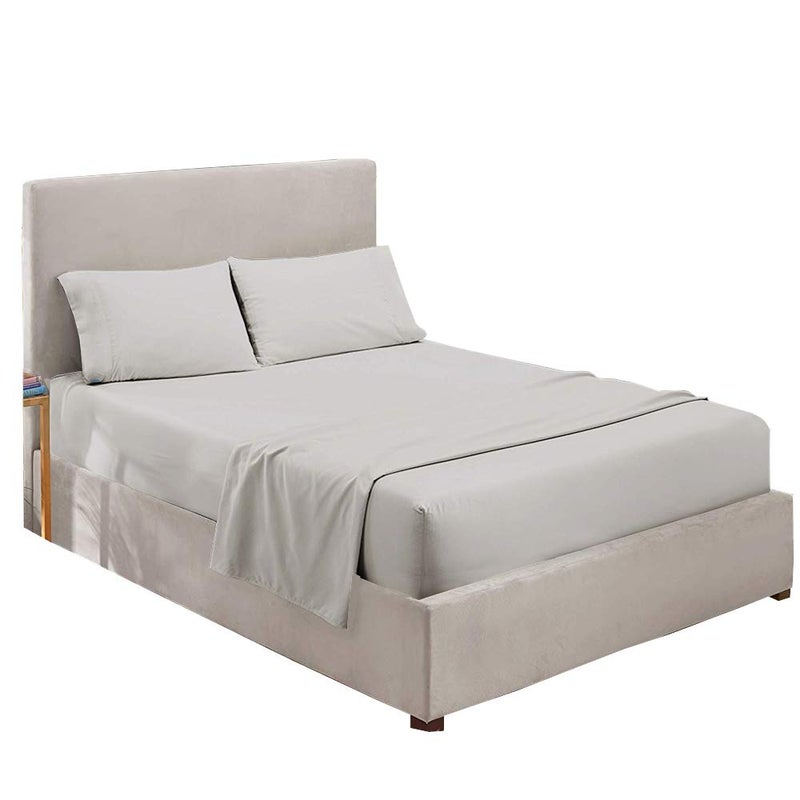 Cottingon 4 Pc Twin Extra Long Sheets for Dorm Bedding, 100% Egyptian Cotton, Specially Designed for College Room Beds, Pocket fits 10-15 inches Deep Mattress, Twin XL 39"x80", Light Grey Solid - Image 2