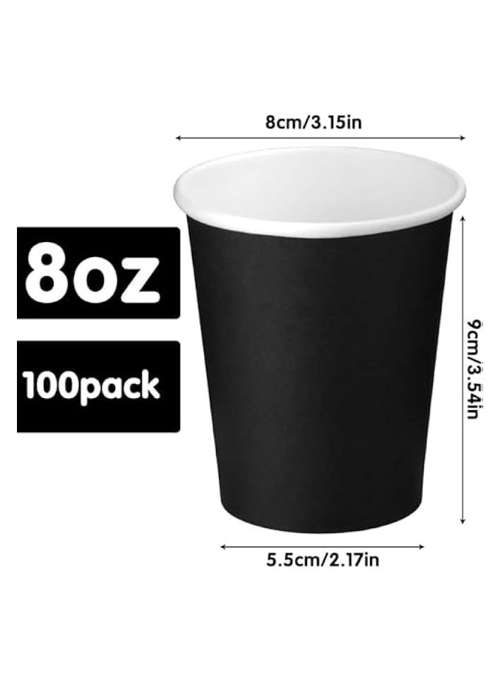 erorex (100 Pack) Black Daily Use Disposable Paper Cups, 8oz Coffee Cups for Hot and Cold Drinks, Takeaway Coffee Cups/Tea Cup/Party  - Image 3