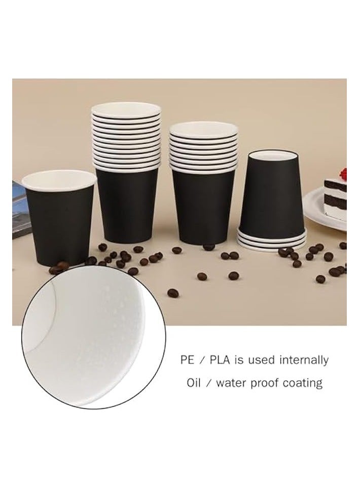 erorex (100 Pack) Black Daily Use Disposable Paper Cups, 8oz Coffee Cups for Hot and Cold Drinks, Takeaway Coffee Cups/Tea Cup/Party  - Image 2